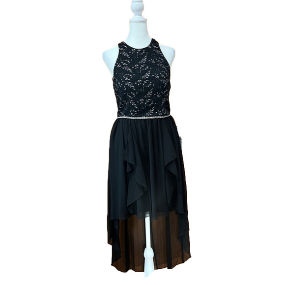 City Studio Black Lace and Sheer Rhinestone Dress - Juniors NWT MSRP$79 - Picture 1 of 11
